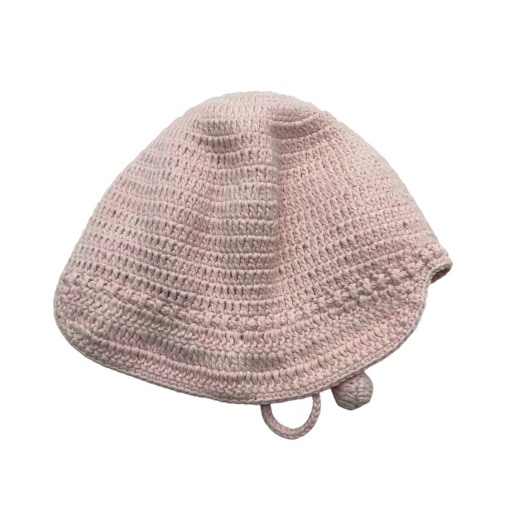 Misha & Puff Pink Crochet Knit Cap Baby Bonnet Hat Pink Size 6-12 Months